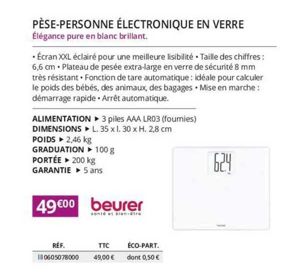pèse-personne électronique en verre beurer