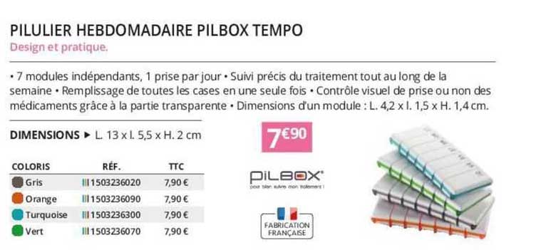 pilbox pilulier hebdomadaire pilbox tempo