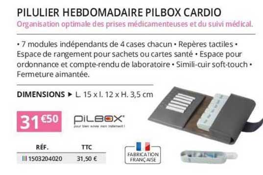 pilulier hebdomadaire pilbox cardio