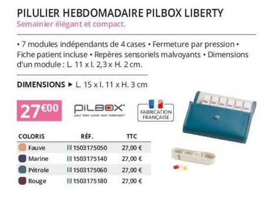 pilulier hebdomadaire pilbox liberty