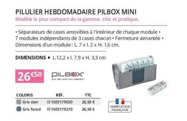 pilulier hebdomadaire pilbox mini