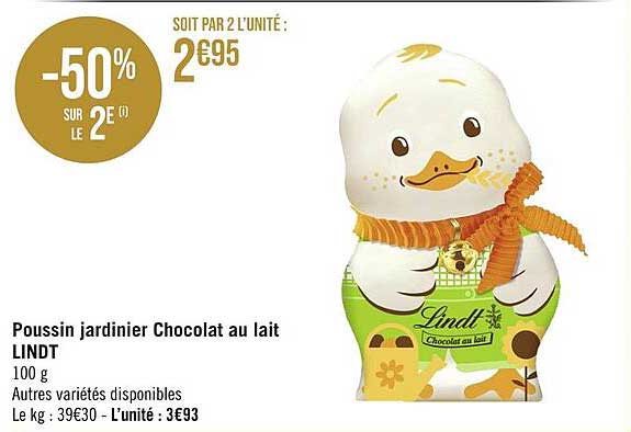 poussin jardinier chocolat au lait lindt