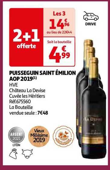 puisseguin saint émilion aop 2019 hve château la devise cuvée les héritiers