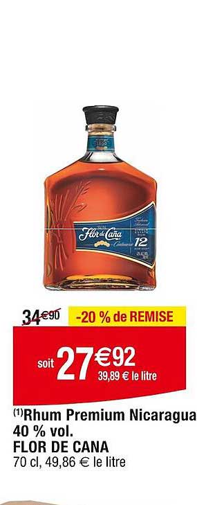 rhum premium nicaragua 40% vol flor de cana