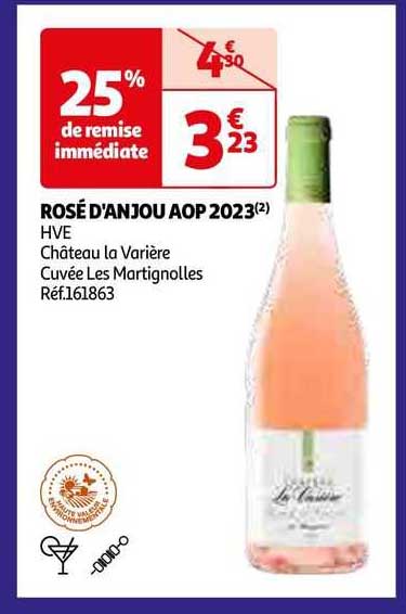 rosé d'anjou aop 2023 hve château la varière cuvée les martignolles