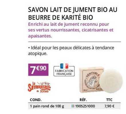 savon lait jument bio au beurre de karité bio