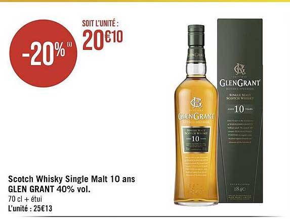 scotch whisky single malt 10 ans glen grant 40% vol.