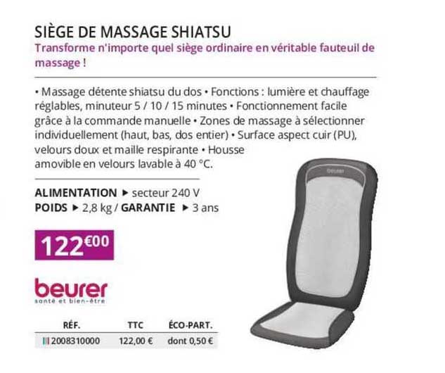 siège de massage shiatsu beurer