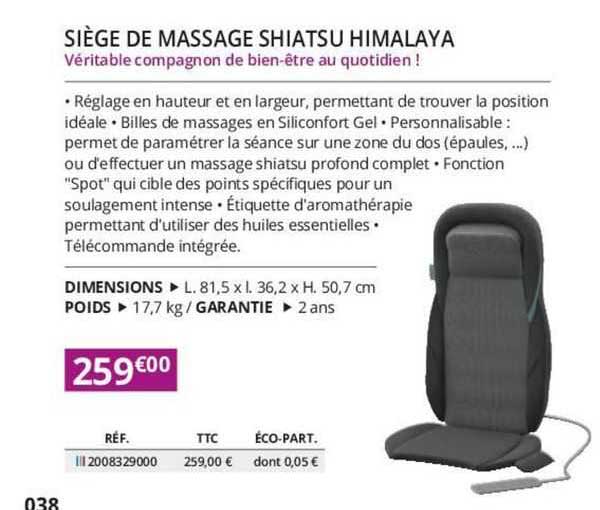 siège de massage shiatsu himalaya