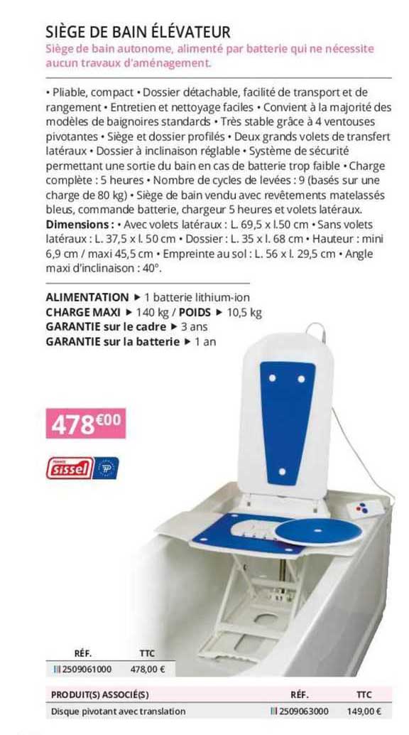 sissel siège de bain élévateur