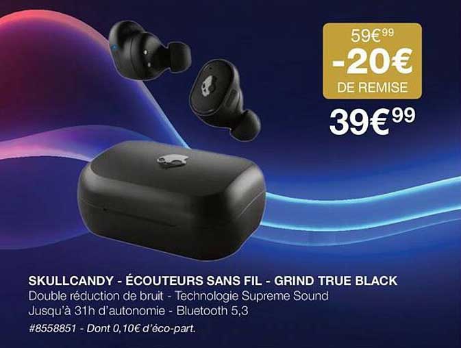 skullcandy - écouteurs sans fil - grind true black