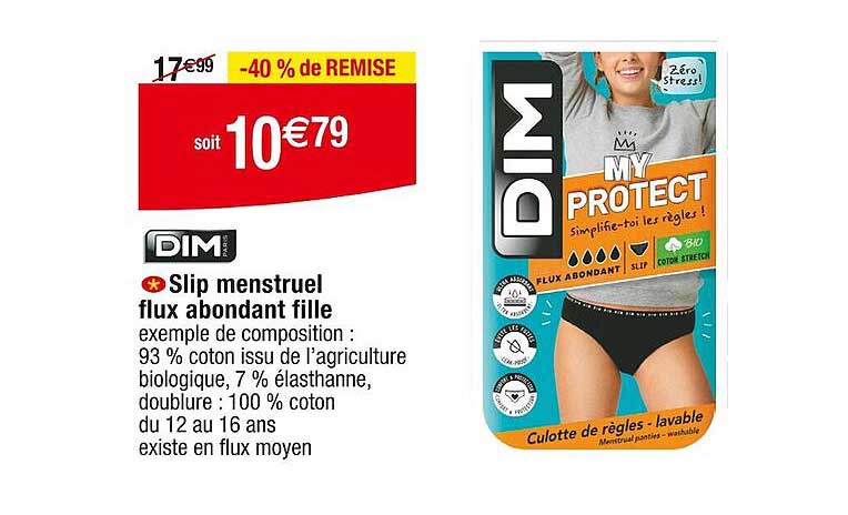 slip menstruel flux abondant fille dim paris
