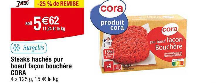 steaks hachés pur bœuf façon bouchère cora
