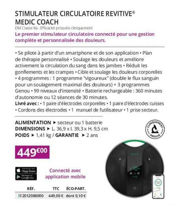 stimulateur circulatoire revitive medic coach