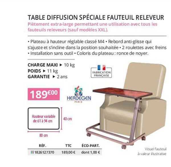 table diffusions spécial fauteuil releveur herdegen