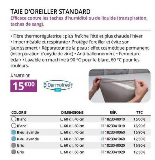 taie d'oreiller standard b-dermofresh
