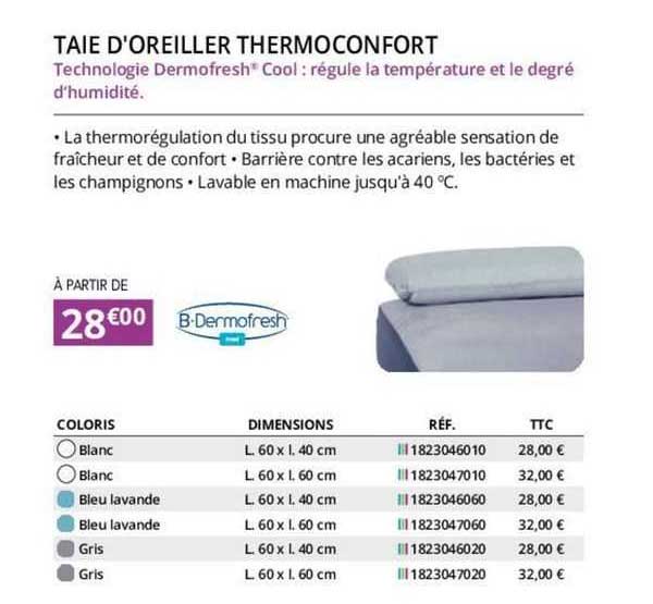 taie d'oreiller thermoconfort b-dermofresh