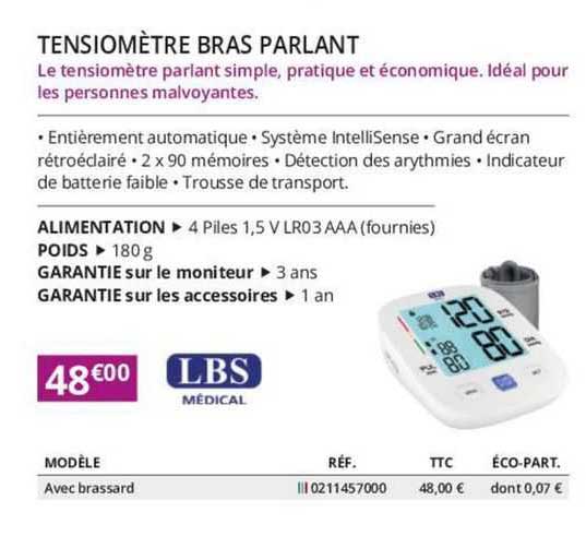 tensiomètre bras parlant lbs médical