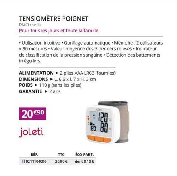 Tensiomètre Poignet Joleti