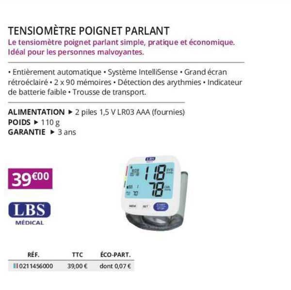 tensiomètre poignet parlant lbs