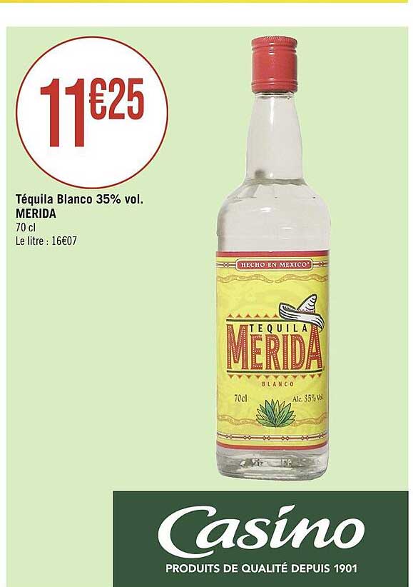 téquila blanco 35% vol. merida