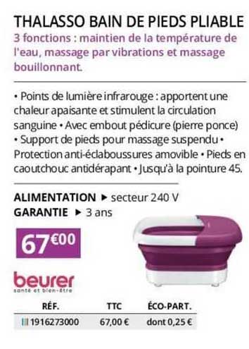 thalasso bain de pieds pliable beurer