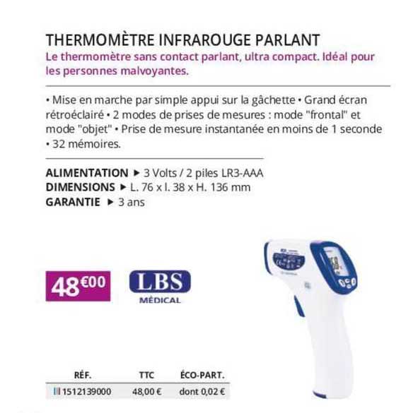 thermomètre infrarouge parlant lbs