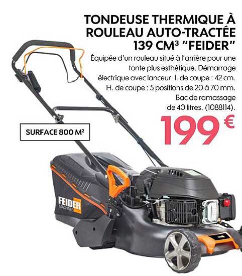 tondeuse thermique à rouleau auto-tractée 139 cm "feider"