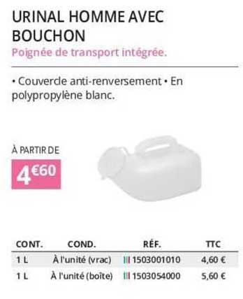 urinal homme avec bouchon