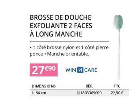 winncare brosse de douche exfoliante 2 faces à long manche