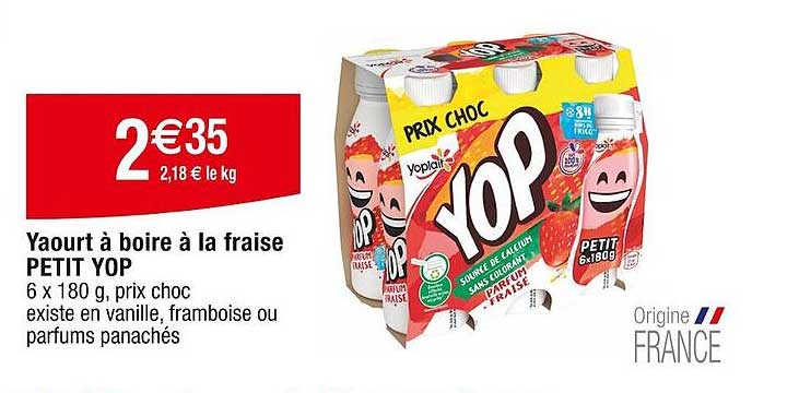 Yaourt à Boire à La Fraise Petit Yop