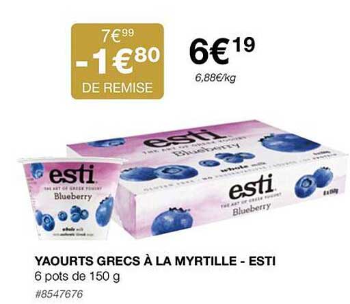 yaourts grecs à la myrtille - esti