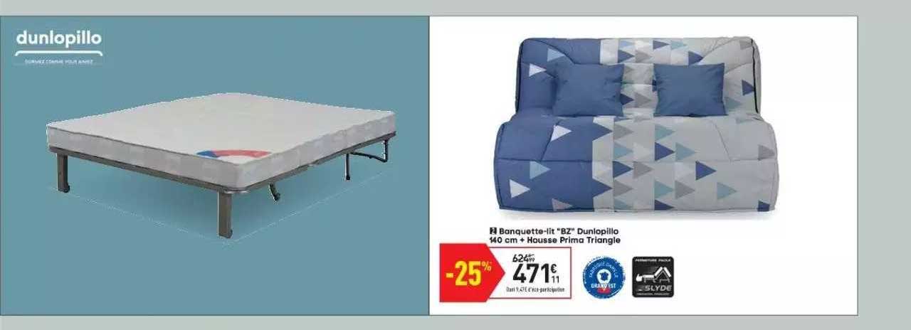 banquette-lit "bz" dunlopillo 140 cm + housse prima triangle