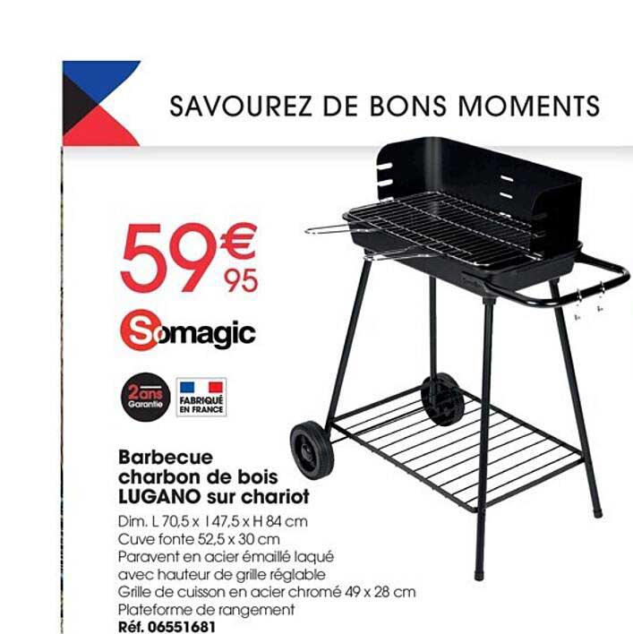 barbecue charbon de bois lugano sur chariot