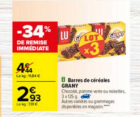 barres de céréales grany lu