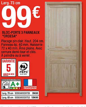 bloc-porte 3 panneaux "ordesa"
