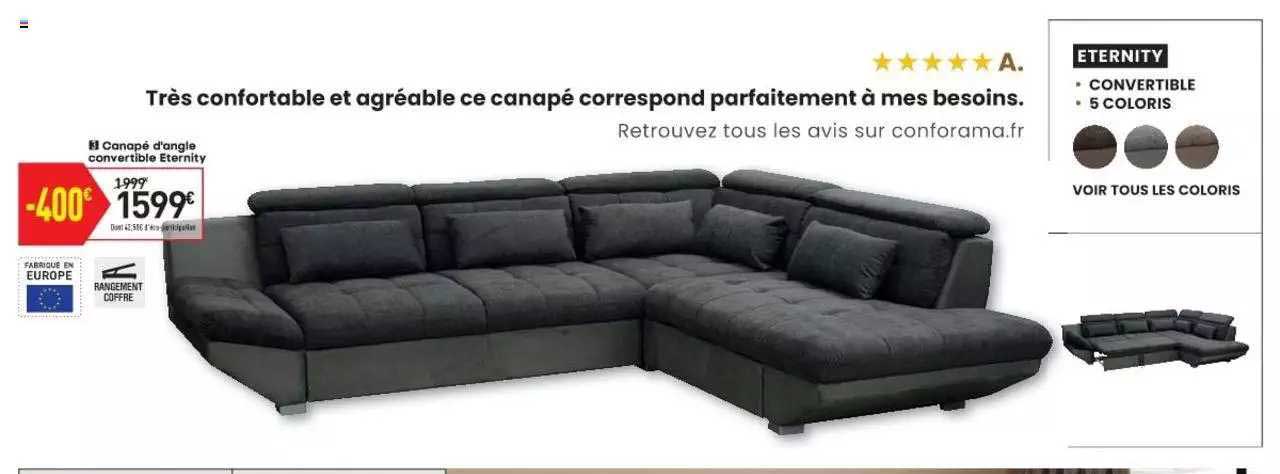 Canapé D'angle Convertible Eternity