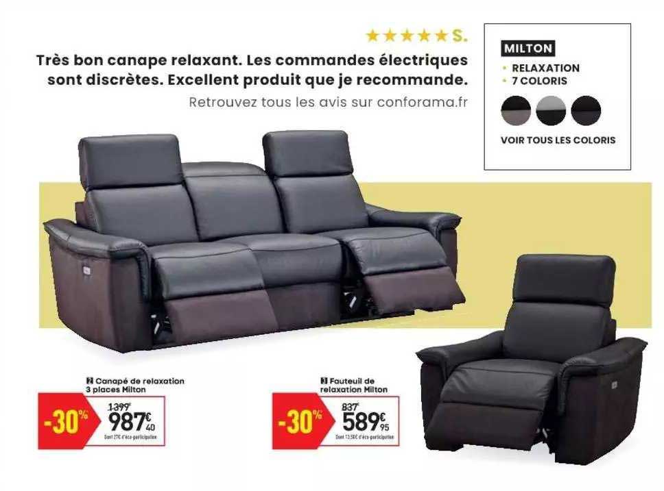 Canapé De Relaxation 3 Places Milton, Fauteuil De Relaxation Milton