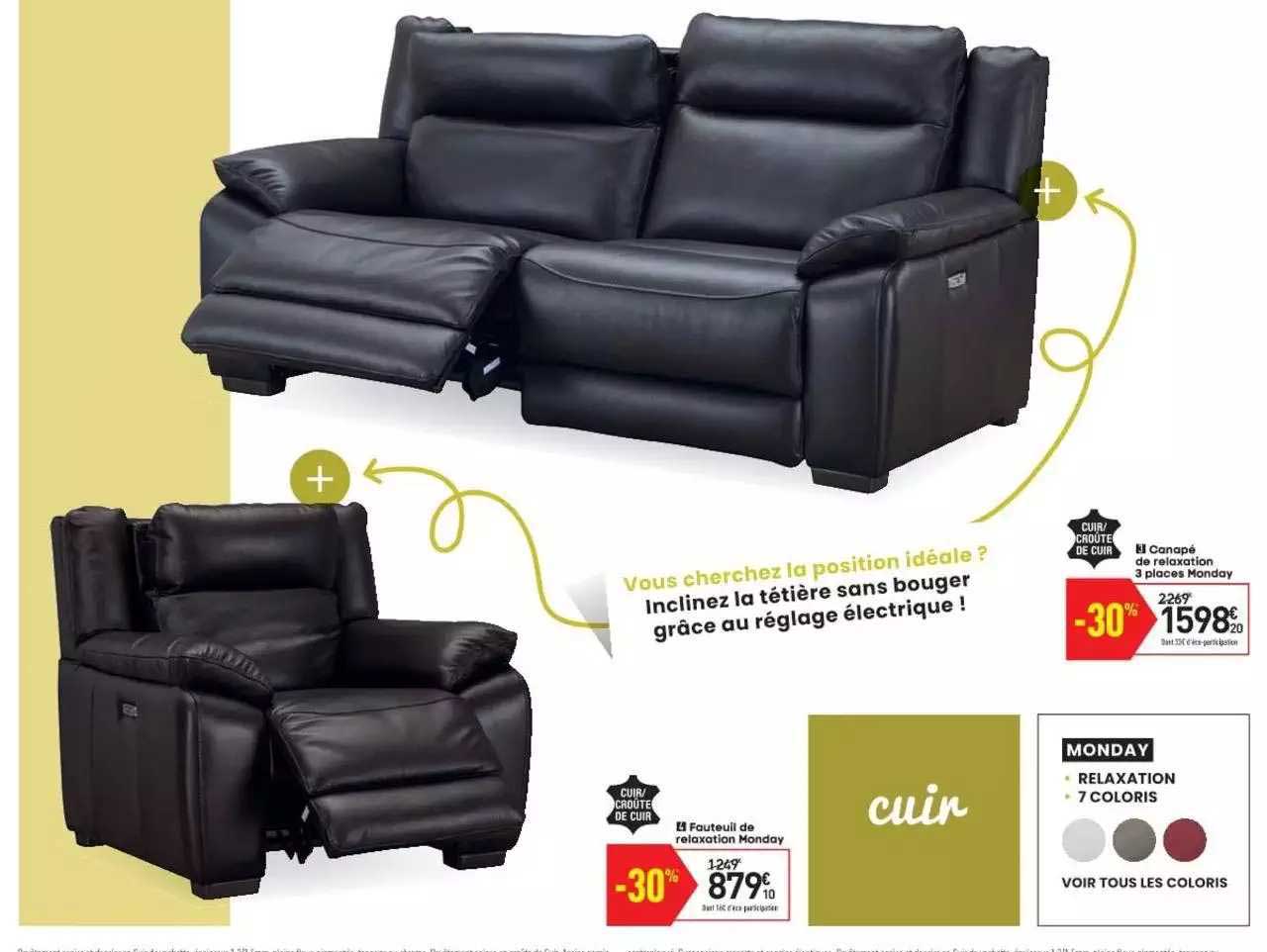 canapé de relaxation 3 places monday