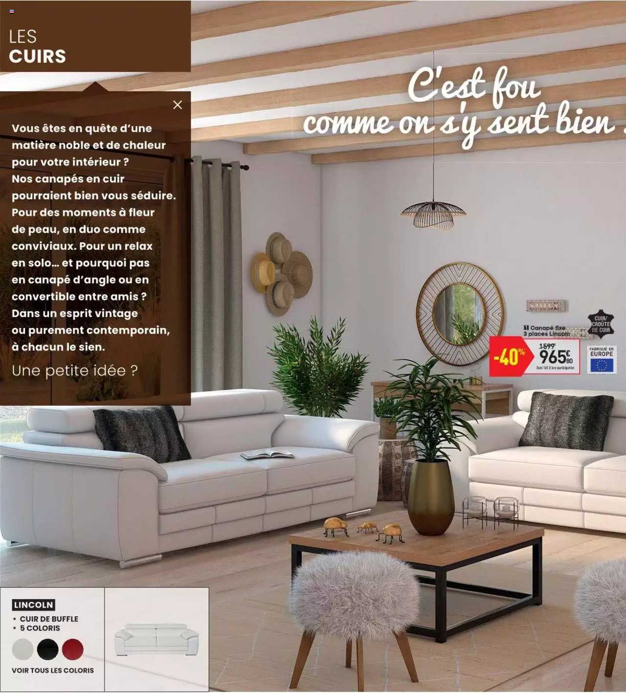 canapé fixe 3 places lincoln