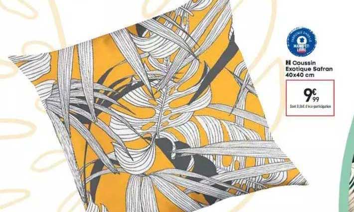 coussin exotique safran 40 x 40 cm
