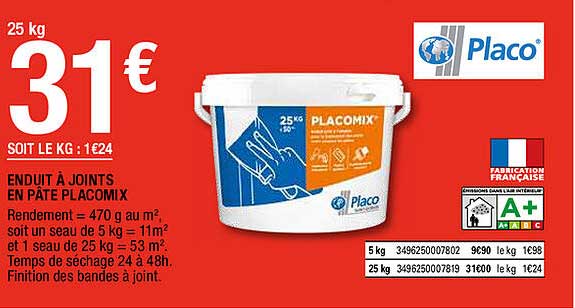 enduit à joints en pâte placomix