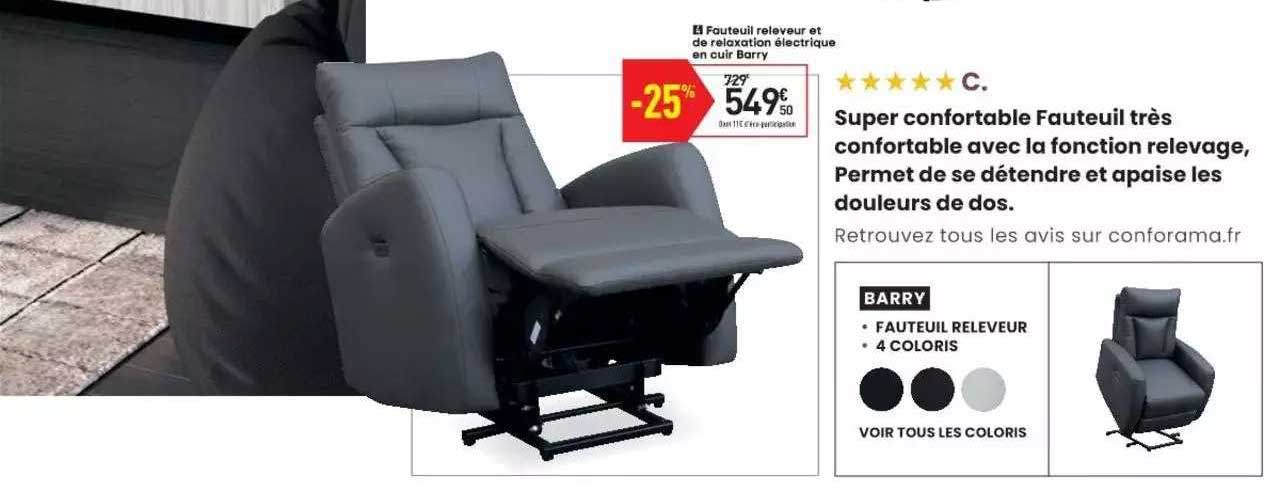 fauteuil releveur et de relaxation électrique en cuir barry