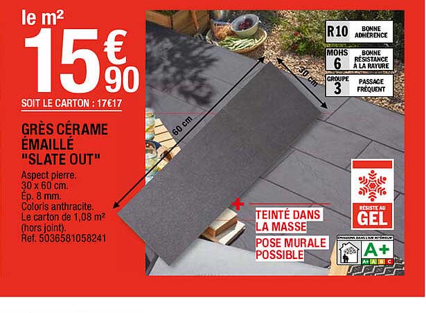 grès cérame émaillé "slate out"