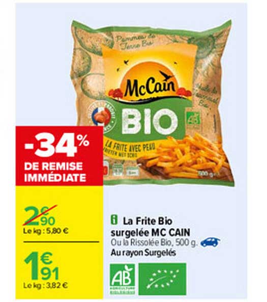la frite bio surgelée mc cain