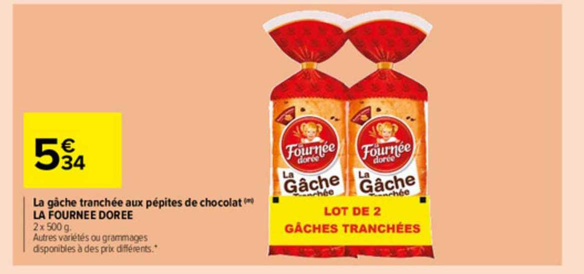 la gâche tranchée aux pépites de chocolat la fournée dorée