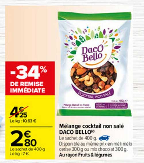 mélange cocktail non salé daco bello