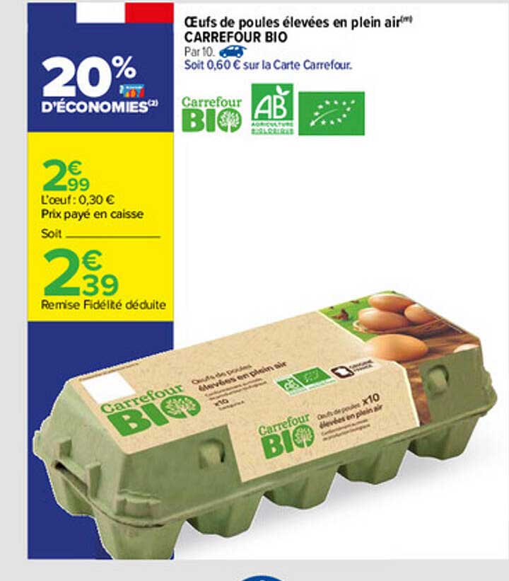 oeufs de poules élevées en plein air carrefour bio