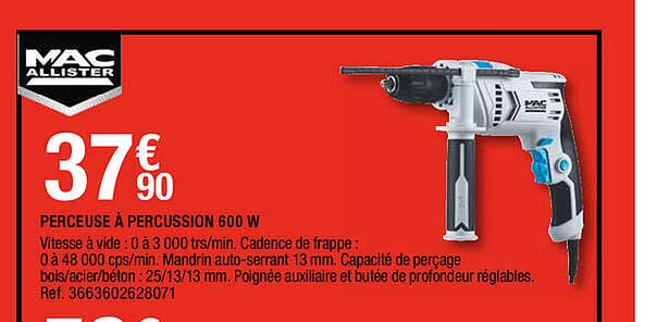 perceuse à percussion 600 w mac allister