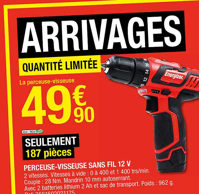 Perceuse-visseuse Sans Fil 12 V Energizer